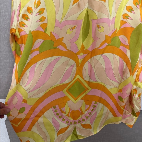 Zara SS22 Colorful Mod Satin Wide Leg Pants & Top l Set sz L - Picture 7 of 15